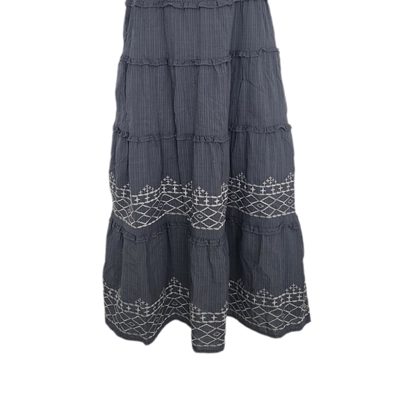 Knox Rose Womens Ruffle Short Sleeve Embroidered Tiered A-Line Dress Size Small. - Picture 8 of 10